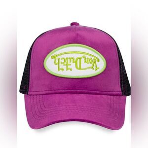 NWT VON DUTCH PURPLE LIME VELVET CRUSH TRUCKER HAT
